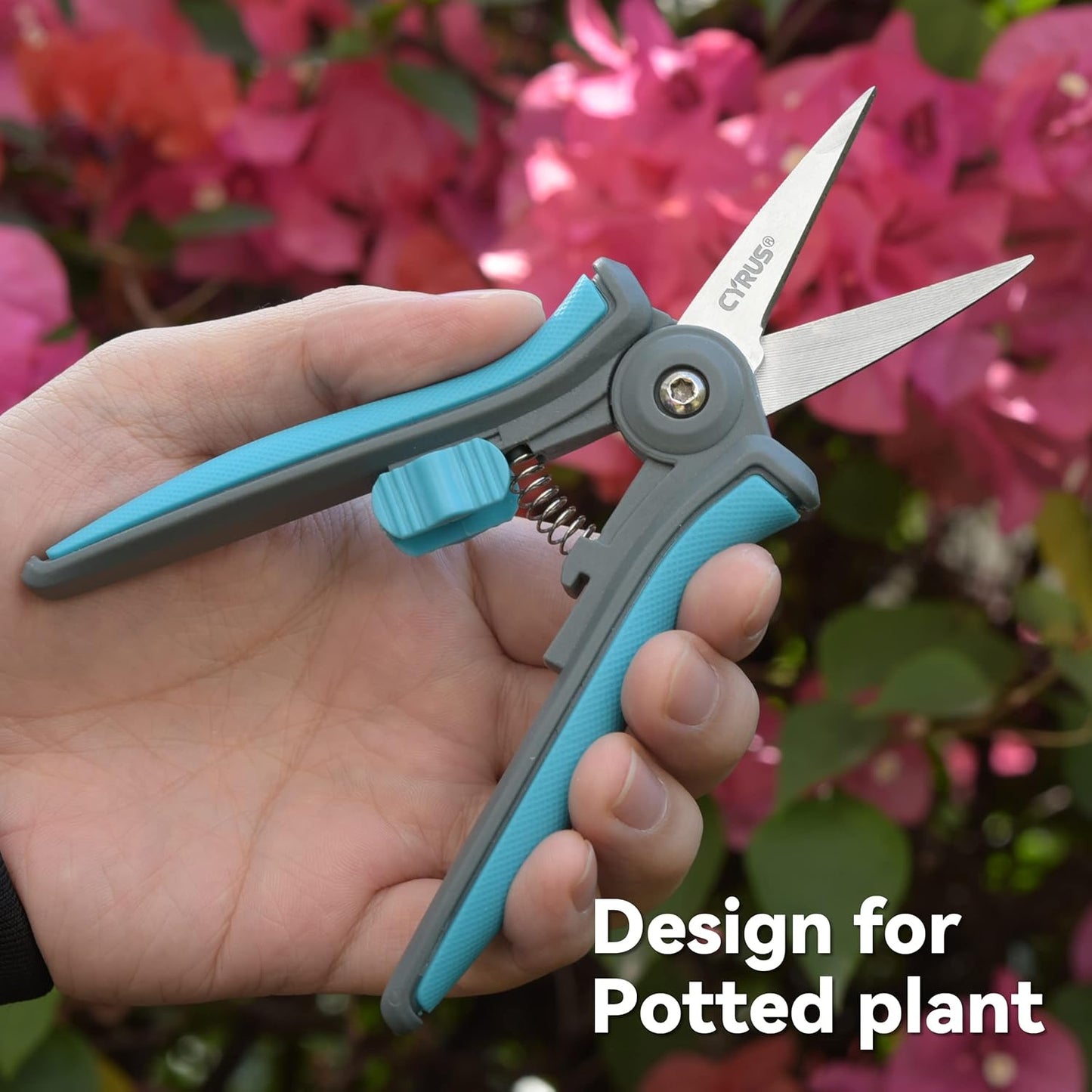 CYRUS 6” Gardening Scissors Hand Pruner Pruning Shear with Straight Stainless Steel Blades Trimming Hand Pruner