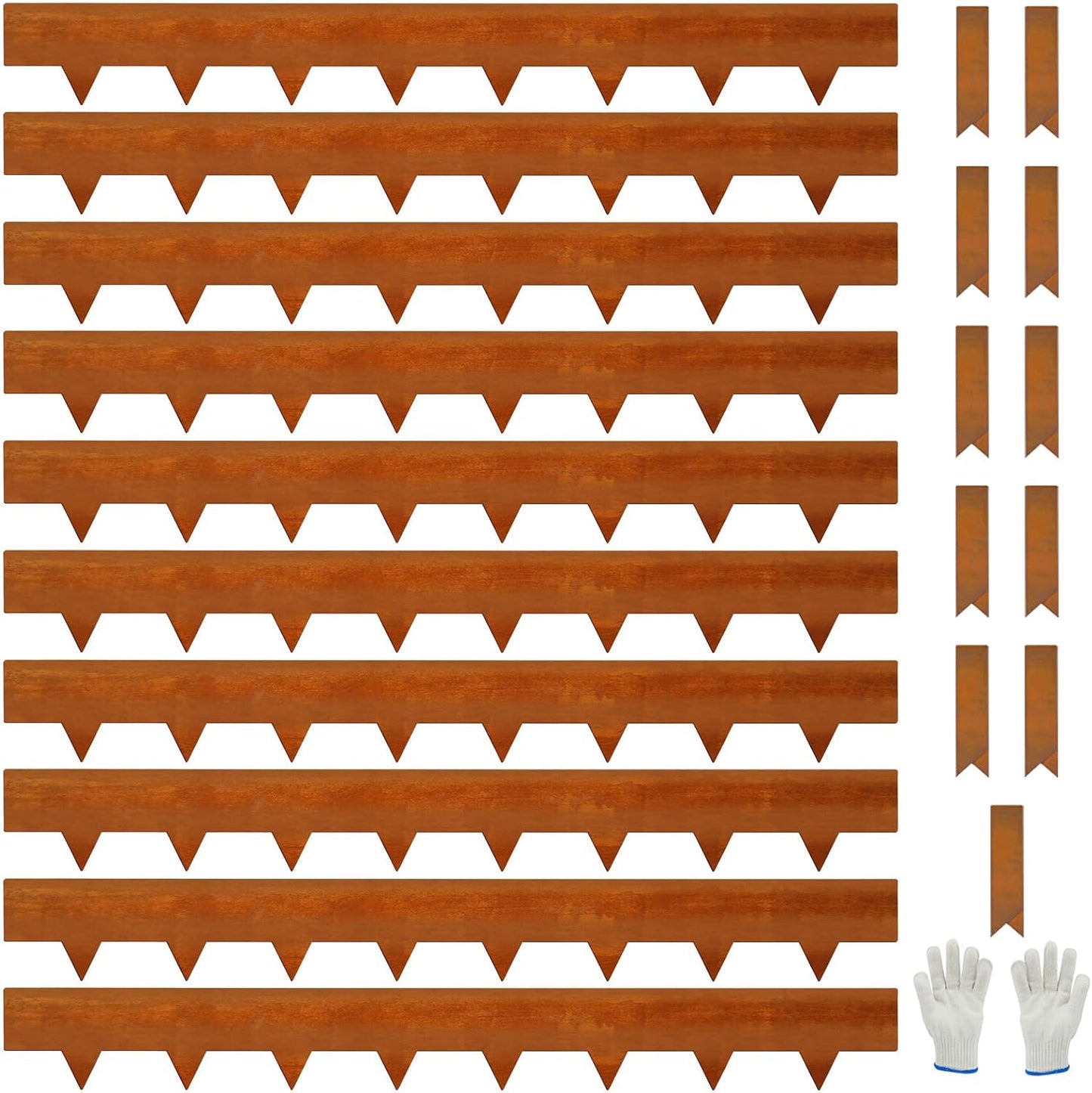 10-Pack Corten Steel Landscape Lawn Edging 6.5 inch Height, Rust Patina Finish Bendable Metal Strips, Hammer-in Edge Border - Yard Pathway Divider, 40 inch Each(33Ft Total), #LYLB65RT-US