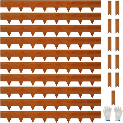 10-Pack Corten Steel Landscape Lawn Edging 6.5 inch Height, Rust Patina Finish Bendable Metal Strips, Hammer-in Edge Border - Yard Pathway Divider, 40 inch Each(33Ft Total), #LYLB65RT-US
