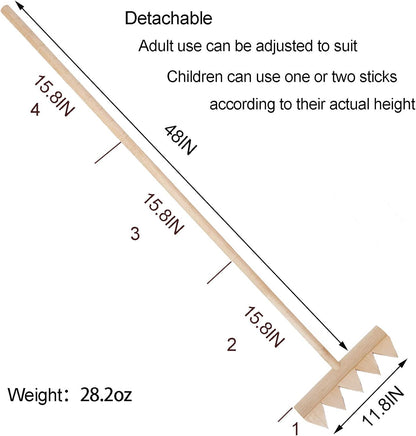 Outdoor Zen Garden Rake Large - Japanese Sand Rock Garden Rake Tool - 48" Long 5 Tine Solid Oak - DIY Stress Relief Gifts for Adult