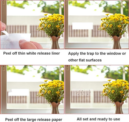 Mosqueda Window Fly Traps, 50 Packs Sticky Fly Traps for Indoors, Fly Catchers for Inside Home, Waterproof & Non-Toxic Adhesive Sticky Paper Trap for Mosquitos Bugs Housefy Fruit Fly Flying Gnats