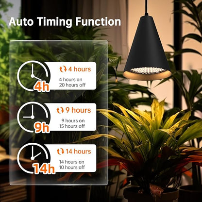 Bstrip Hanging Grow Lights, Full Spectrum Hanging Plant Lights for Indoor Plants, 25W Black Grow Light Bulbs with 16.4FT Power Cord, 3000K Grow Light for Indoor Plant with Timer for Garden, Flowers