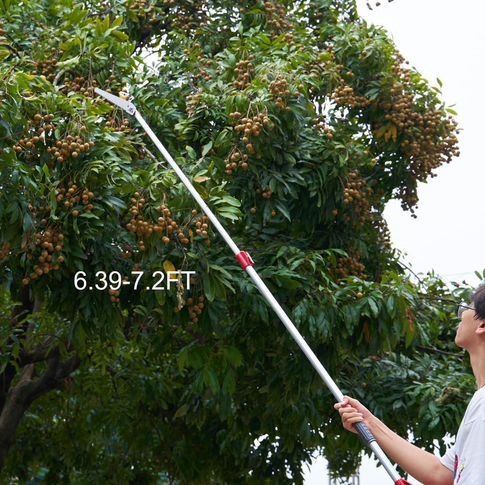 Tree Pruner with Telescoping Pole, 3.9-7.2 ft Extendable Reach, Branch Trimmer (Silver, 3.9~7.2 Ft)