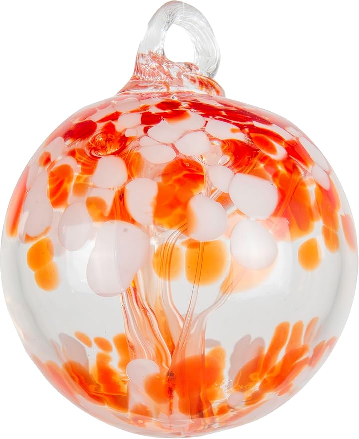 Dale Tiffany AC23216-D3 Rainbow Tree of Life Hand Blown Art Glass Ornament Witch Globe Gazing Ball, Nova, 3" Diameter with Hanging Stand