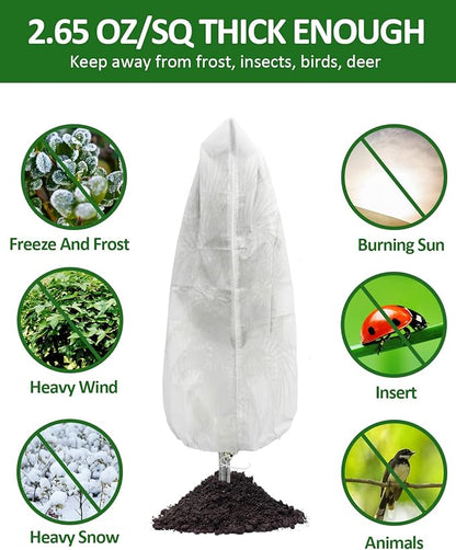 EAONE Plant Covers Freeze Protection 47x71”, Set of 4 Winter Frosts Cloth for Outdoor Plants, Reusable Frost Blankets Tree Wrap Protector for Shrub Cold Weather Bird Insect Prevention, White