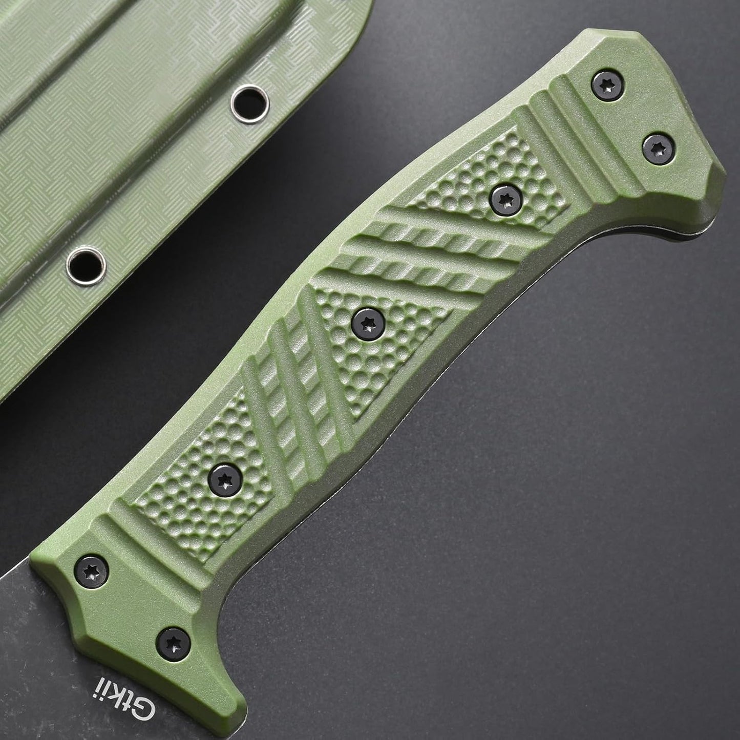 GTK32 Fixed Blade Knife DC53 Steel Blade Full Tang Nylon Fiberglass Handle Heavy Duty Knifes for Field Hunting Camping Adventure(Green)