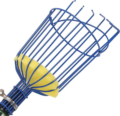 Tyenaza Fruit Picker Pole Tool with Basket Long Handle, Stainless Steel Fruit Picker Tool with Basket Pole Easy to Assemble Fruits Catcher Tree Picker Length Adjustable