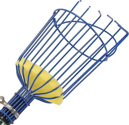 Fruits Catcher,Stainless Steel Fruit Picker Tool with Basket Pole Fruits Catcher Tree Picker Length Adjustable Orange Picker Pole Tool Long Handle Fruit Catcher