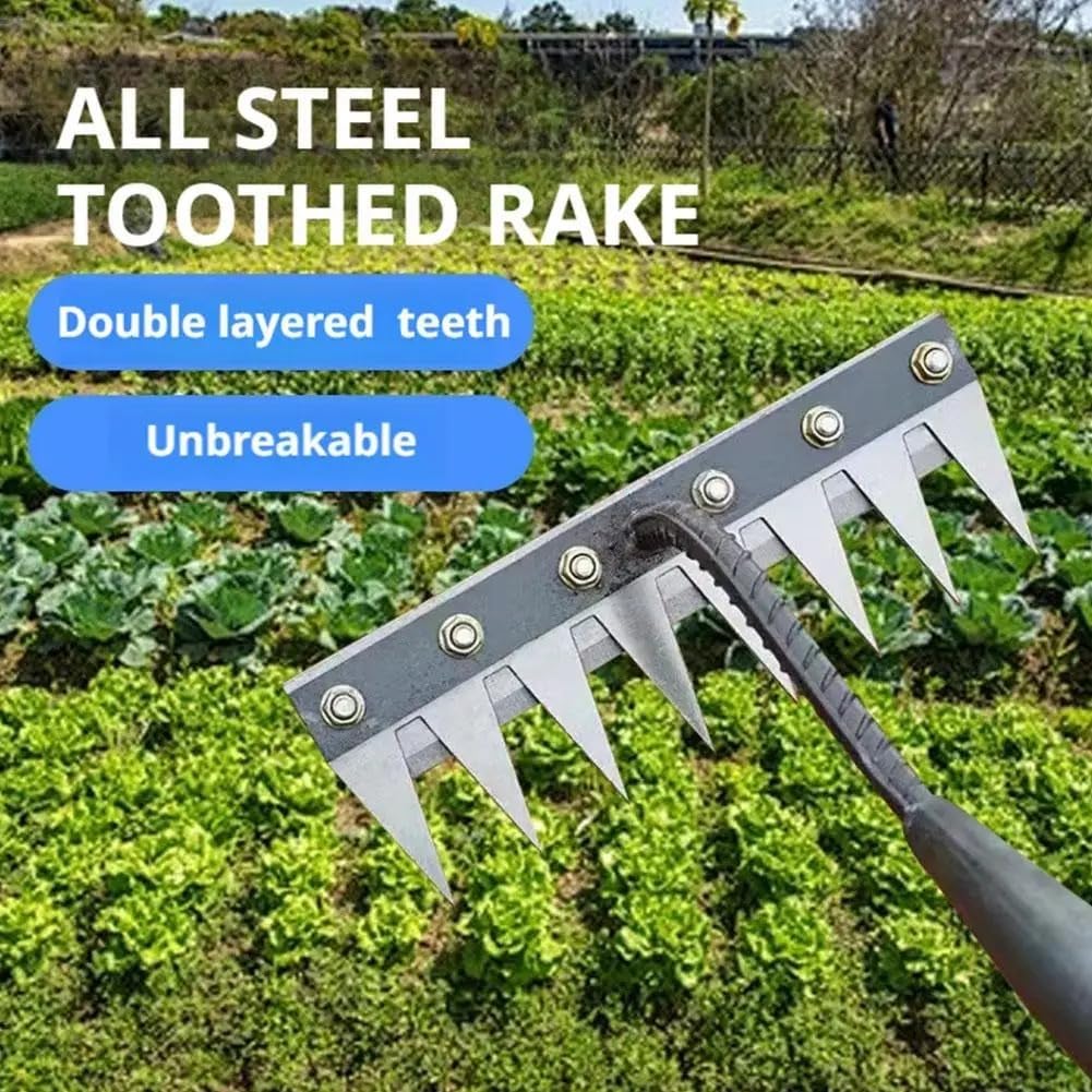 Gardenia Iron Weeding Rake, 2025 Gardenia Iron Weeding rake, Ironrake The Heavy-Duty Irons Weedings Rakes,Irons Rakes for Gardening and Weedings (5 Teeth) (8 Teeth)