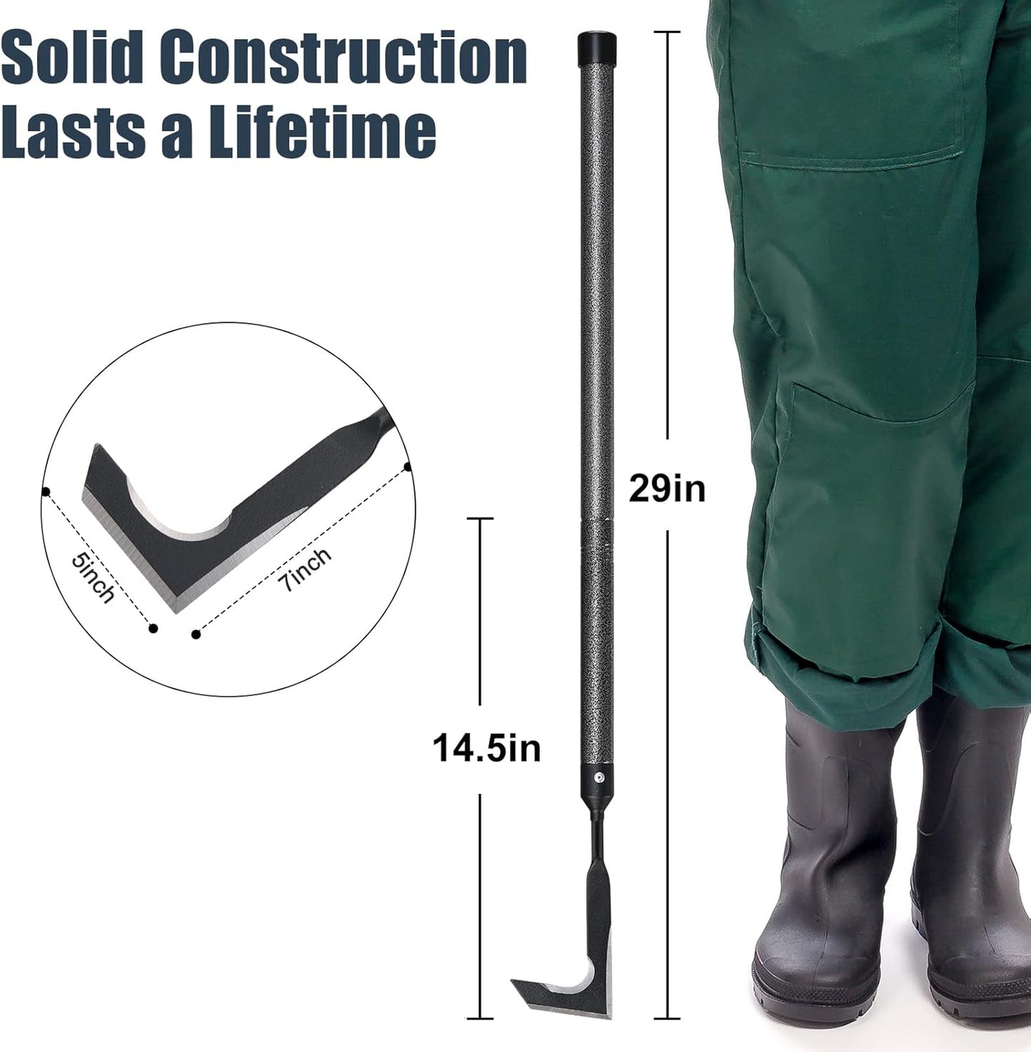 29" Long Handle Crack Weeder, Manual Crevice Weeding Tool Weed Puller for Sidewalk Paver Deck Boards, Gardening Tool for Removing Grass and Weeds from Deck Garden and Wall Crevices