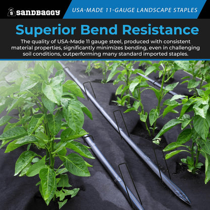 Sandbaggy USA Made 6-inch Landscape Staples - Garden Stakes - Landscaping Fabric, Netting, Sod, Artificial Turf (Standard (Galvanized), 500)