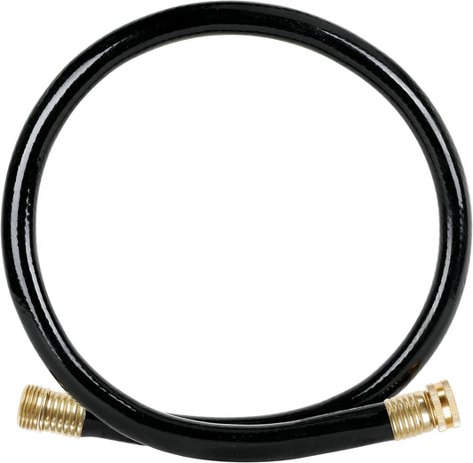 Worth Short Leader Black Garden Hose 5/8 in. x 6 ft. -Brass Aluminum Ends for Household & Yard Use -Heavy Duty Durable Flexible Lightweight Water Pipe -Kink Free, No Leaking, Male/Female Fittings