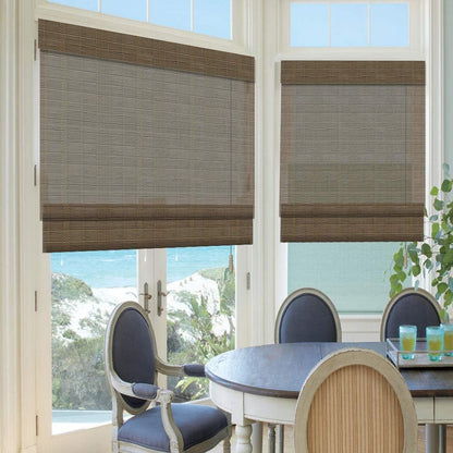 LETAU Wood Window Roman Shades, Bamboo Light Filtering Window Blinds for Indoor Home, Office, Kitchen, Pattern 9