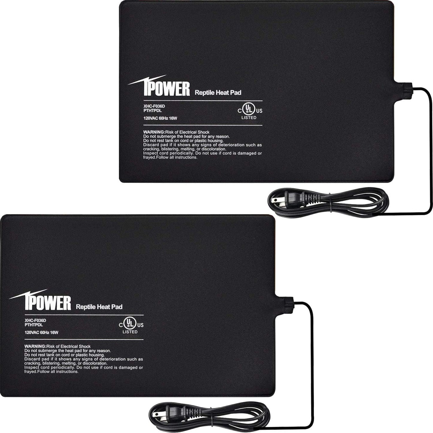 iPower 8x12 Inch Reptile Heat Pad Under Tank Heater, Energy-Efficient & Waterproof Design Terrarium Warmer Mat for Turtles, Lizards, Snakes, 2 Pack