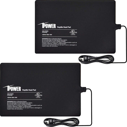 iPower 8x12 Inch Reptile Heat Pad Under Tank Heater, Energy-Efficient & Waterproof Design Terrarium Warmer Mat for Turtles, Lizards, Snakes, 2 Pack