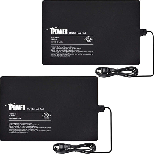 iPower 8x12 Inch Reptile Heat Pad Under Tank Heater, Energy-Efficient & Waterproof Design Terrarium Warmer Mat for Turtles, Lizards, Snakes, 2 Pack