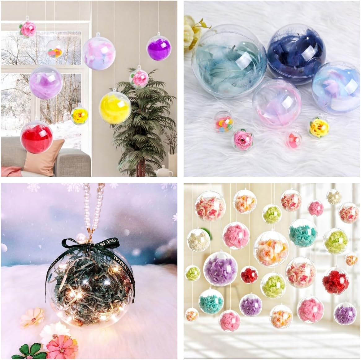 Acrylic Hollow Ball, Clear Plastic Fillable Ornaments Ball, DIY Clear Plastic Balls for New Years Present,Xmas Tree,Home Decoration,Wedding,Party (6cm/2.36inch,20pcs)