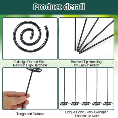 Ferraycle 100 Pcs Landscape Fabric Pins Circle Top Galvanized Landscape Spikes Garden Stakes Spikes Pins for Securing Weed Barrier Sod Fabric Netting Ground Sheets and Fleece (6 Inches)