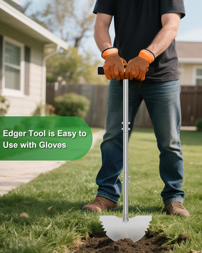 Serrated Edger Lawn Tool - Half Moon Shovel with Softer T-Handle, Lawn Edger for Yard, Garden, Landscaping, Sidewalk, Cable Burial - Ergonomic Design, Rust-Proof, 38 in
