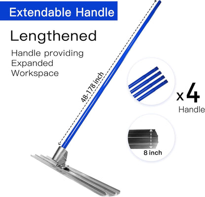 Bull Float Aluminum Magnesium Alloy Concrete Float 48"x8" Round End Board Kit trowel Tool Cement Tools Float Bracket Concrete Tools Finishing With 48" Handle x4 VOYAR