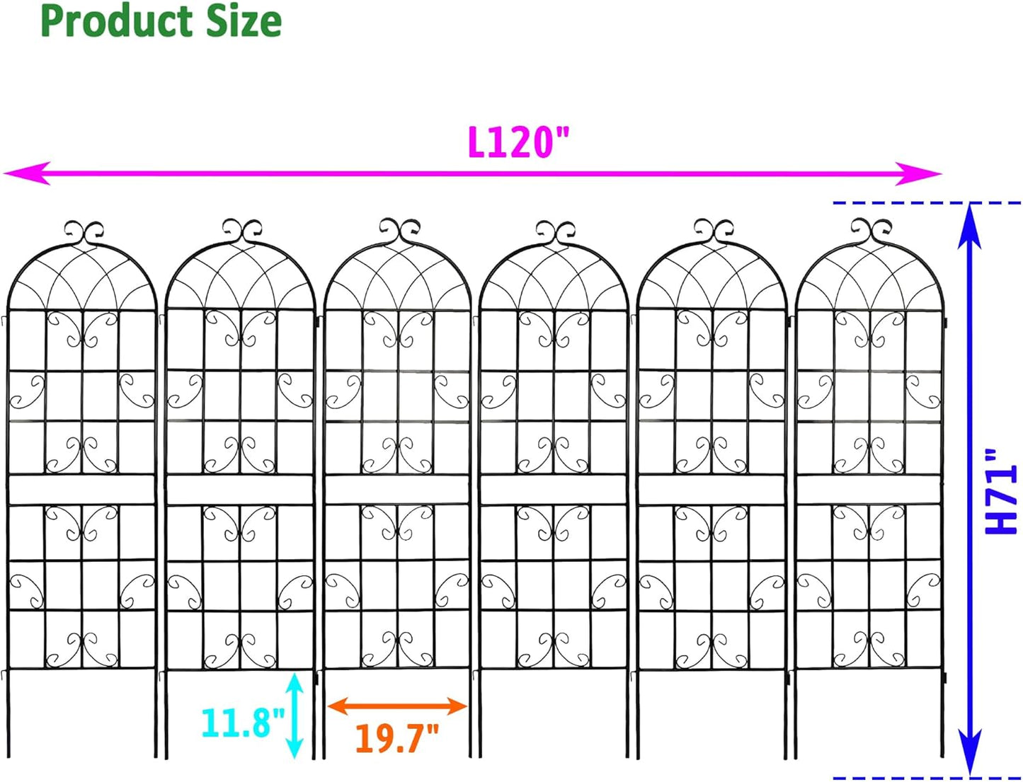 Metal Garden Trellis Garden Fence Rustproof Trellis for Climbing Plants Support Roses Flower Outdoor Lawn (6, Pattern-D)