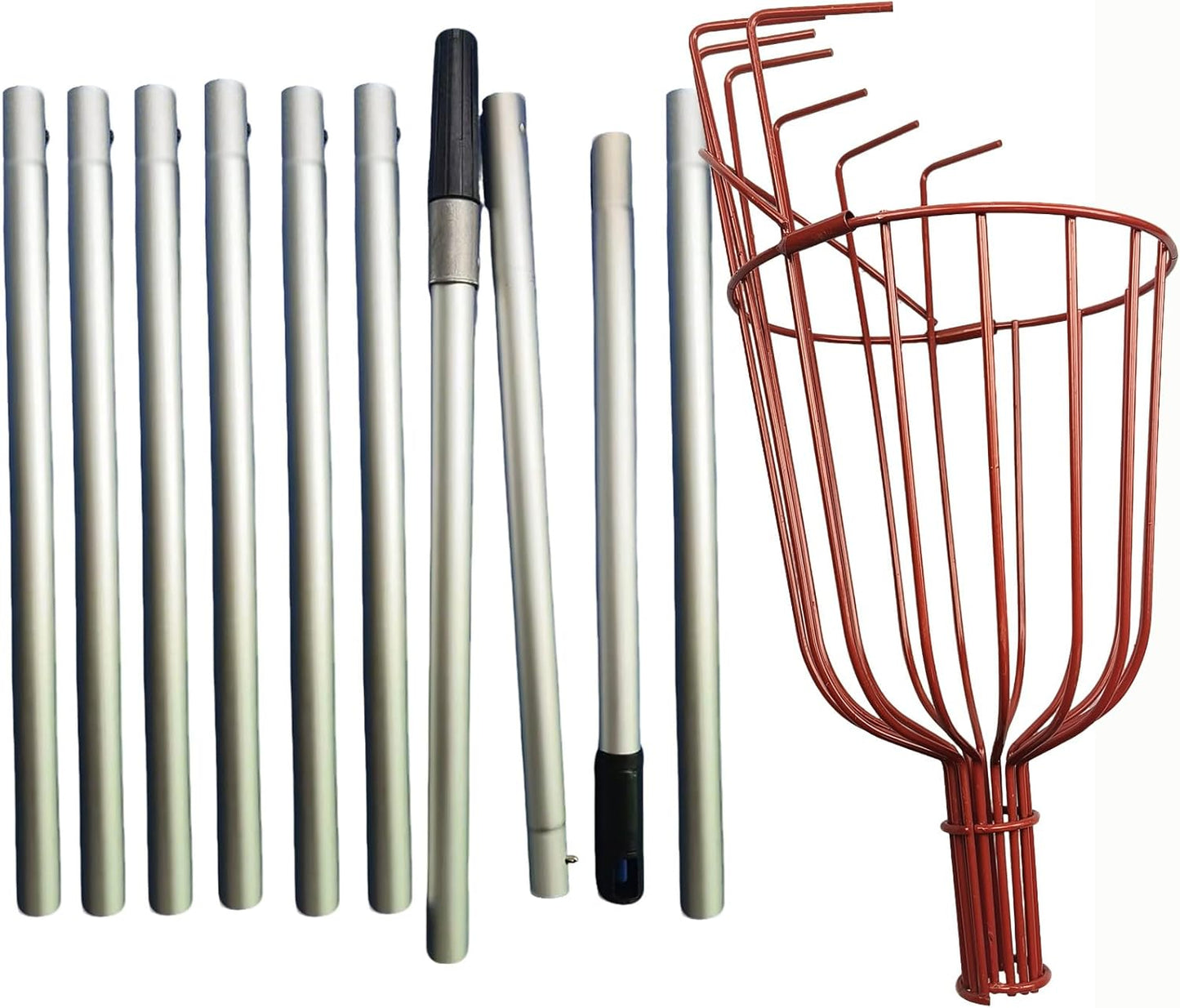 Stainless Steel Fruit Picker Basket Tool for Apple, Cherry, Berry, Orange, Blueberry, Mango, Avocado, Lemon, Peach Harvesting (12FT Full Set)