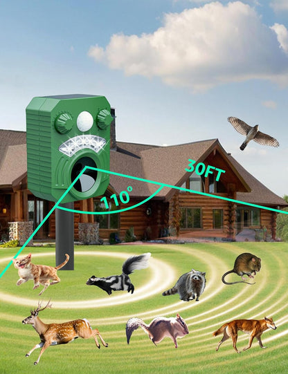 Cat Squirrel Repellent Outdoor Electric Devices with Motion Sensor,Animal Scare Away Raccoon Rabbit Deterrent Deer Armadillo Fox Coyote Skunk Repellent for Yard Patio Lawn Garden