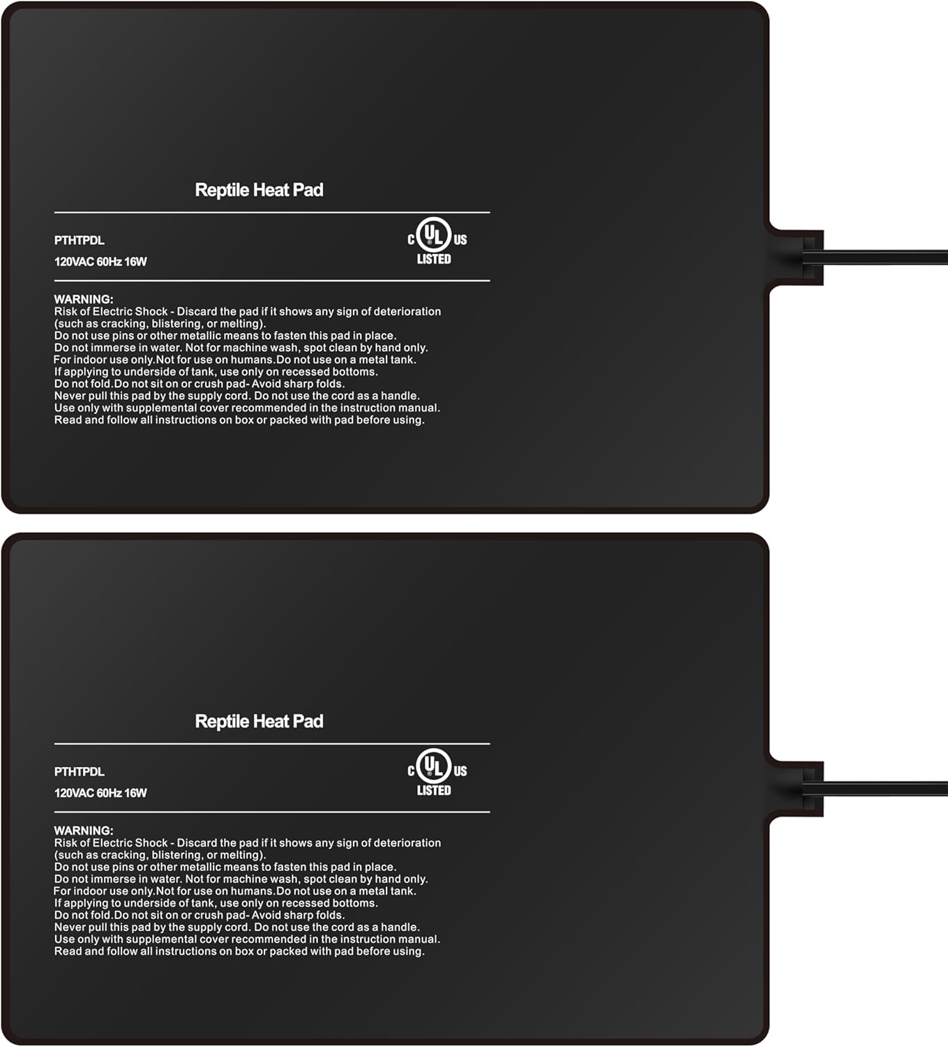 Simple Deluxe 8X12 Inch 16W Reptile Heating Pad Electric Indoor Under Tank Terrarium Heating Mat Waterproof for Turtles, Lizards, Frogs, and Other Reptiles, 2 Pack