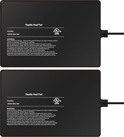 Simple Deluxe 8X12 Inch 16W Reptile Heating Pad Electric Indoor Under Tank Terrarium Heating Mat Waterproof for Turtles, Lizards, Frogs, and Other Reptiles, 2 Pack
