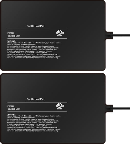 Simple Deluxe 8X12 Inch 16W Reptile Heating Pad Electric Indoor Under Tank Terrarium Heating Mat Waterproof for Turtles, Lizards, Frogs, and Other Reptiles, 2 Pack