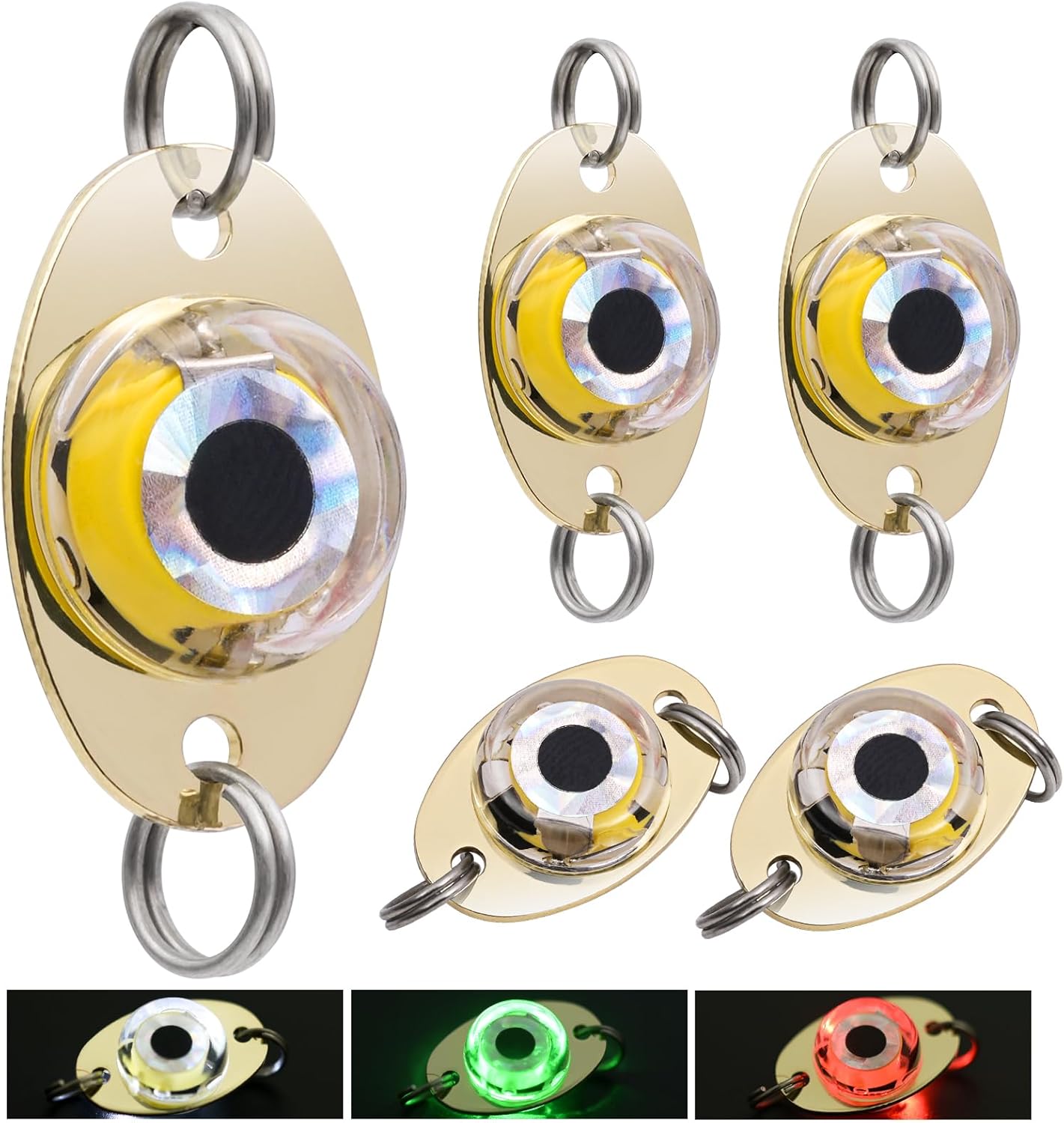 LED Underwater Fishing Lures，LED Lighted Bait Flasher，Deep Drop Fishing Lures，Fish Eye Attractive Light Bait Lure Lamp 5PCS