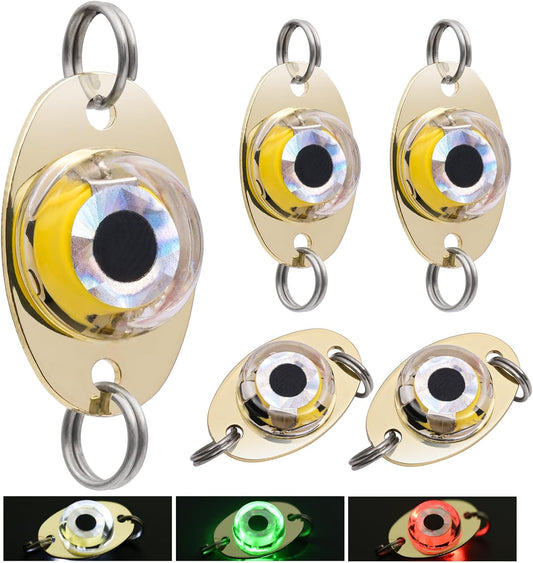 LED Underwater Fishing Lures，LED Lighted Bait Flasher，Deep Drop Fishing Lures，Fish Eye Attractive Light Bait Lure Lamp 5PCS