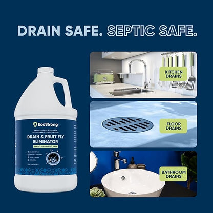 Fruit Fly Drain Treatment | Drain Fly Eliminator | All-Natural, Eliminates Gnats, Sewer Flies and More - Works in All Drains - 1 Gallon