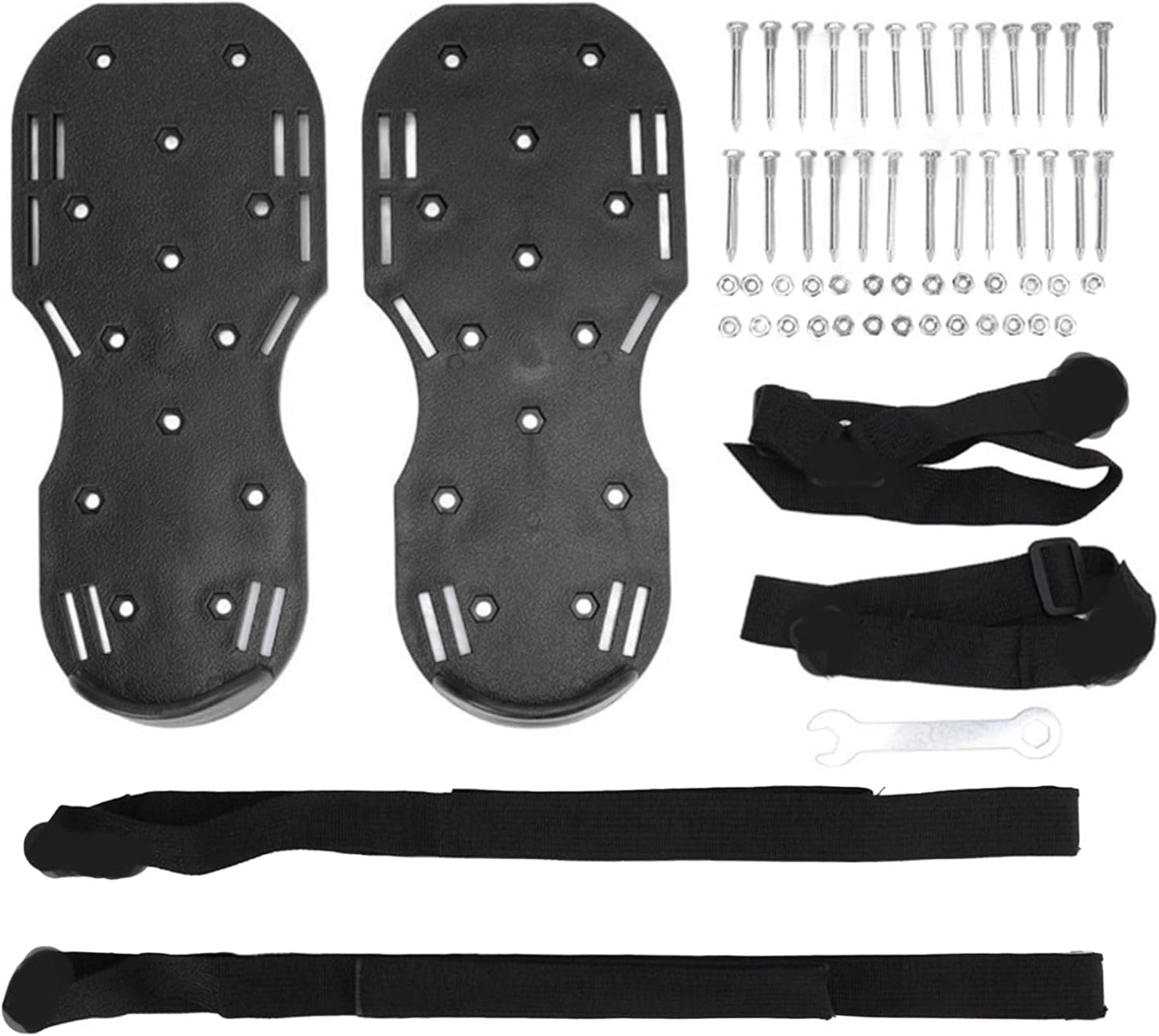 The Lawn Aerator Shoes for Grass, Epoxy Spiked Shoes with 1.65'' Sharp Short Spikes, Garden Grass Loosening Spike Shoe for Epoxy Flooring, 6 - Shoelace Design (Black, 11.8'' x 5.1'')