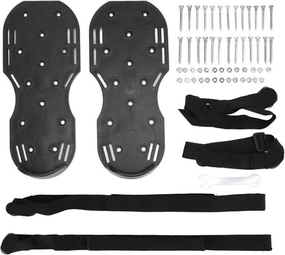 The Lawn Aerator Shoes for Grass, Epoxy Spiked Shoes with 1.65'' Sharp Short Spikes, Garden Grass Loosening Spike Shoe for Epoxy Flooring, 6 - Shoelace Design (Black, 11.8'' x 5.1'')