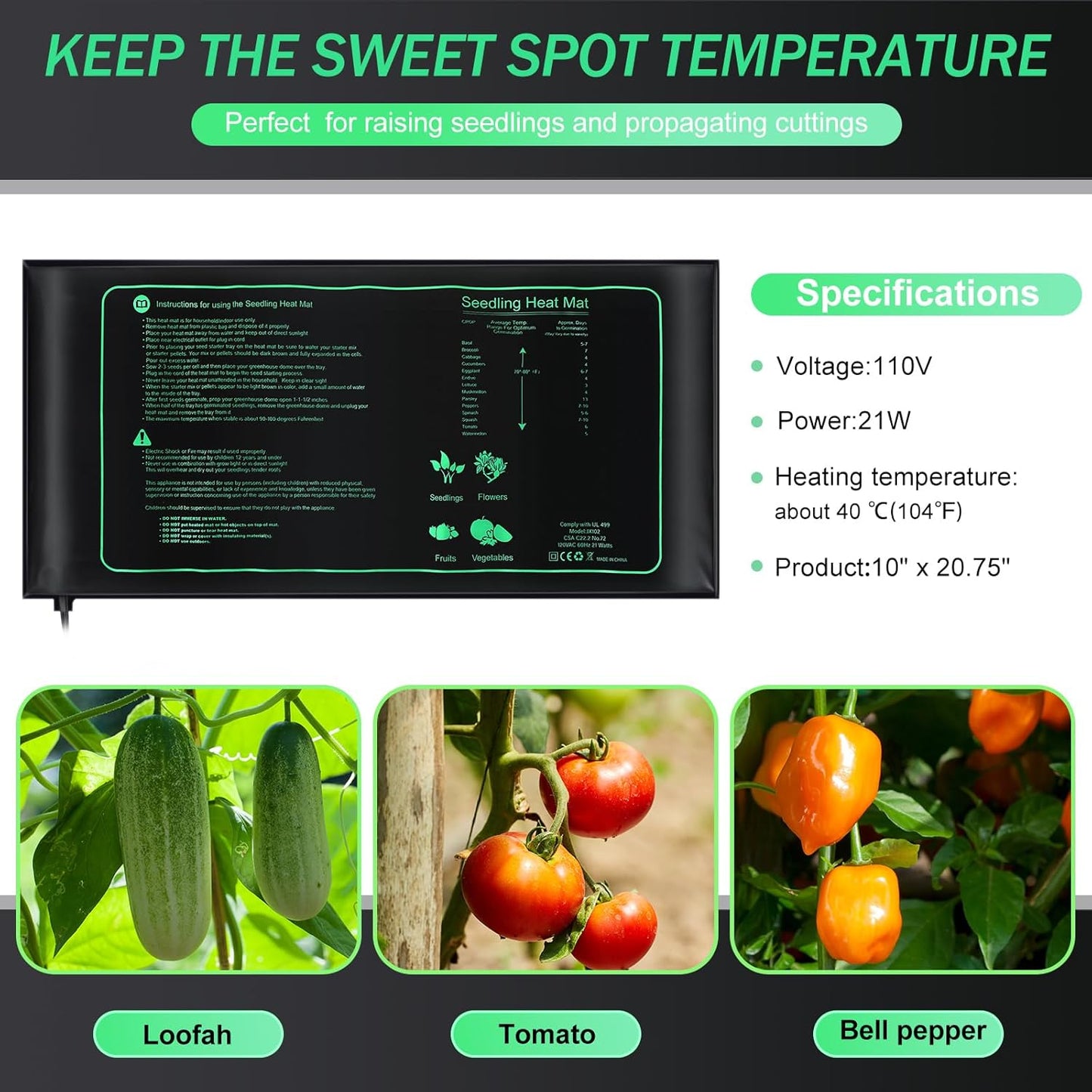 ROCEEI 10 Pack Durable Seedling Heat Mat 10 x 20.75 Waterproof Plant Heating Pad Warm Hydroponic Grow Mat for Greenhouse Grow Seed Starting Plant Germination
