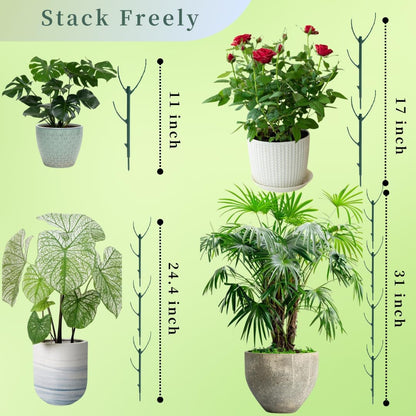 5 Pack Stackable Plant Support Stakes, 38inch Climbing Plant Sticks Structures for Monstera with Garden Ties, Durable Alternative to Moss Pole for Indoor Outdoor Plants