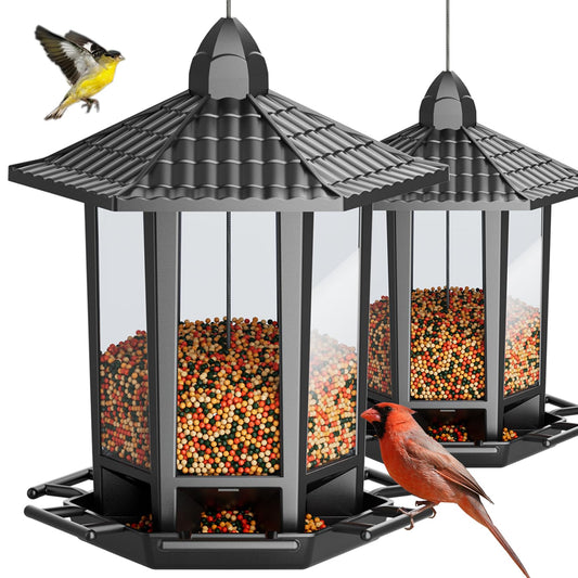 Birdream 2 Pack Bird Feeders for Outdoor Hanging, Retro Pagoda Design Fun Installation Bird Feeder
