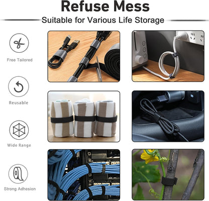 82ft 3/4 inch Fastening Cable Ties, Hitotsu Reusable Hook and Loop Roll, Self-Gripping Bundling Strips for Cord Manage,Home, Office, Electrical Cords, Host Room, Black