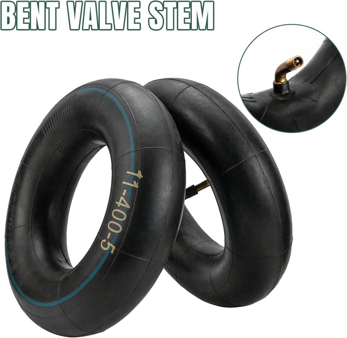 11x4.00-5 Inner Tube 11x4.50-5 11x6.00-5 Heavy Duty Replacement Tire Tubes with Bent Valve Stem for Wheelbarrows, Mowers, Hand Trucks - 2 Pack