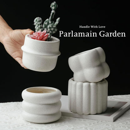 Ceramic Succulent Pots Set of 4 Small Planters for Indoor Plants 4x4 Inch Decorative Plant Pots Modern Home Decor