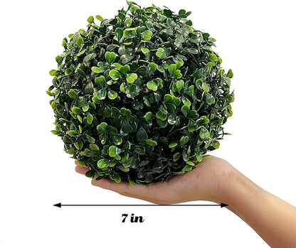 Sunnyglade 2 PCS 7 inch 4 Layers Artificial Plant Topiary Ball Faux Boxwood Decorative Balls for Backyard, Balcony,Garden, Wedding and Home Décor (7 inch)