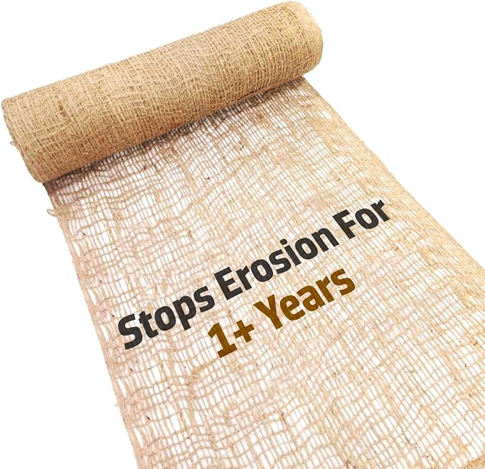 Sandbaggy Jute Netting Roll, 4 ft x 30ft - Biodegradable Erosion Control Blanket for Slopes, Hills & Drainage, Eco-Friendly, Durable Soil Stabilizer, Contractor-Approved for Landscaping (1 Roll)