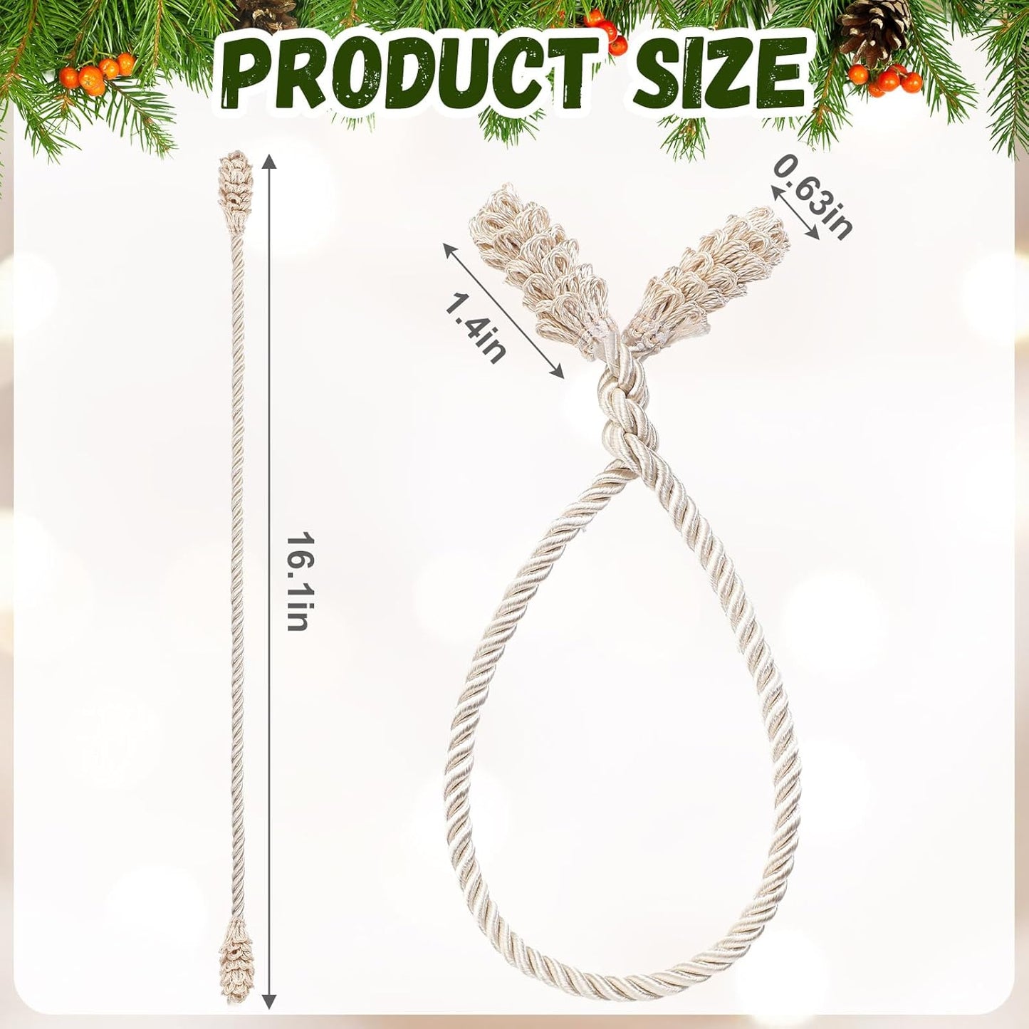 Shappy 24 Pieces Christmas Garland Banister Ties Christmas Decorative Reusable and Flexible Twist Ties for Garland, Banister Home Decoration (Ivory)