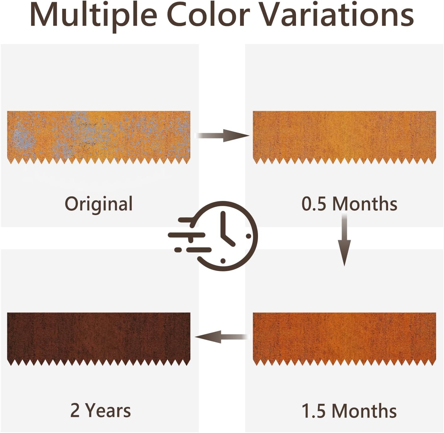Cor-Ten Steel Landscape Edging with Rust Patina Finish, Pre-Rusted Cor-Ten Steel Landscape Edging, 42 inch Strips, 6 inch Depth (6 Pack)