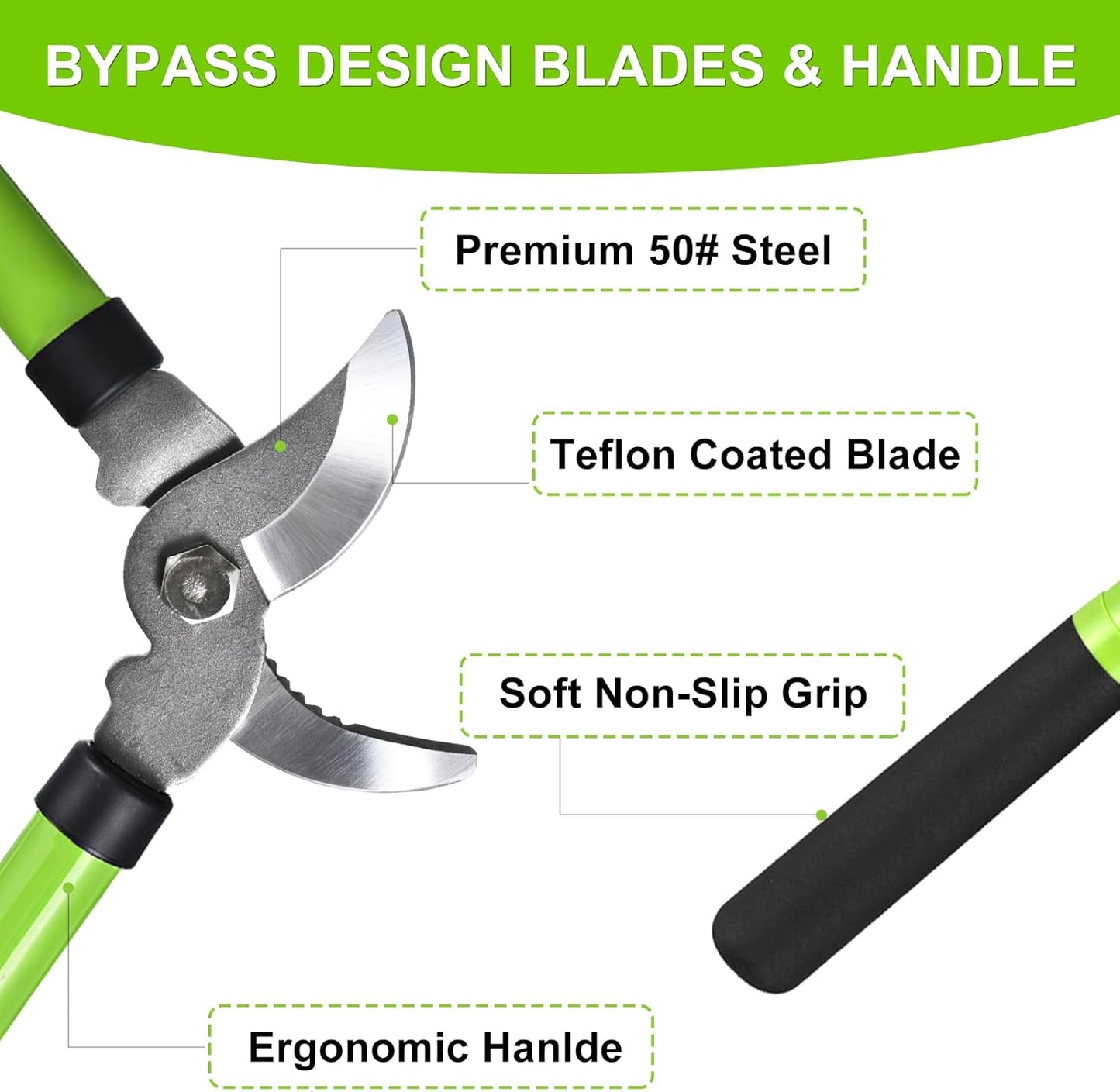 Loppers for Tree Trimmer 15" Branch Cutter Bypass Tree Clippers Rust-Resistant Blade,Tree Loppers Up to 1.5" Diameter Cut Capacity,Pruning Shears with Shock-Absorbing Handle,Gardening Pruners Tools