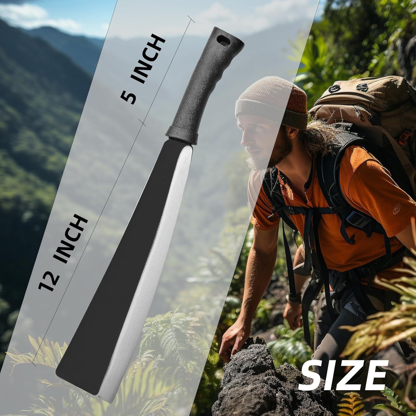 Billhook Sickle Machete for Yard Work - Trimming, Chopping & Weeding Powerhouse, Heavy Duty Machete for Cutting Trees, with Sheath