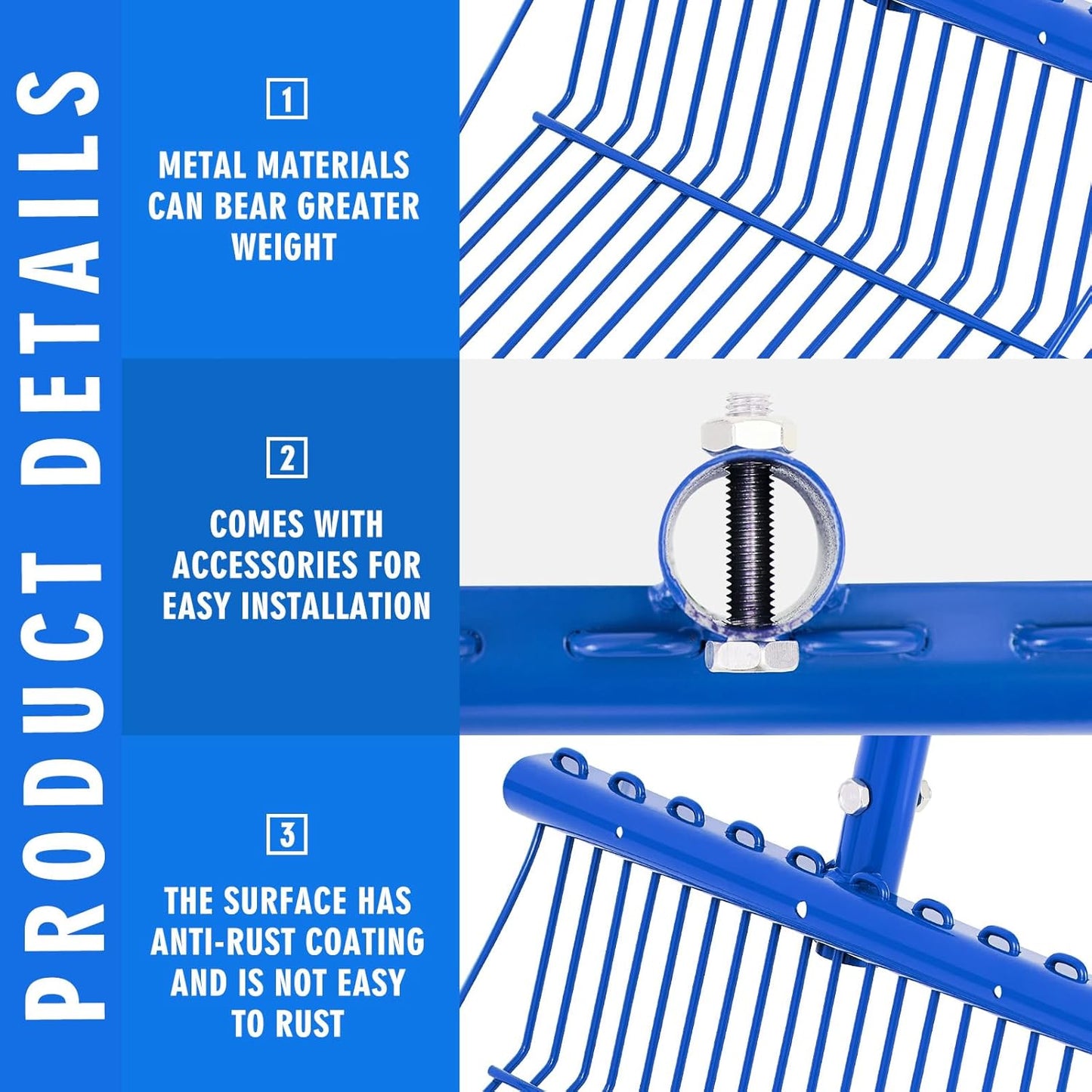 Tandefio 1 Pack Pitchfork Replacement Head Metal Horse Manure Rake Gardening Pitch Fork with Angled Tines for Horse Stall Poop Picking up(Blue)