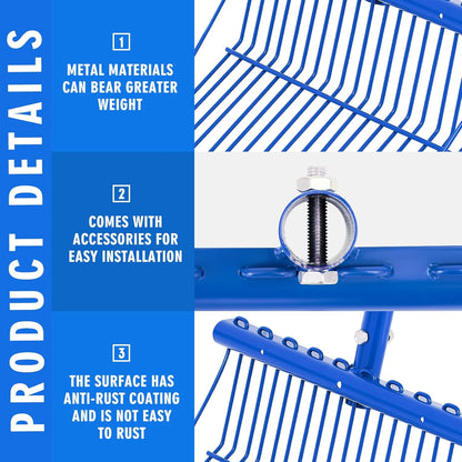 Tandefio 1 Pack Pitchfork Replacement Head Metal Horse Manure Rake Gardening Pitch Fork with Angled Tines for Horse Stall Poop Picking up(Blue)