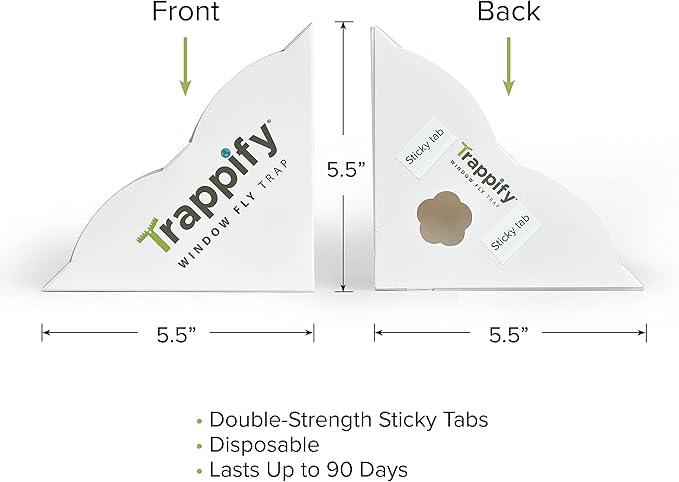 Trappify Fly Trap Indoor: Window Fly Traps for Home | Fruit Fly Traps for Indoors, Gnat Traps for House Indoor | Disposable Fly Trap with Sticky Adhesive Strips | Inside Bug Catchers (12 Pack)